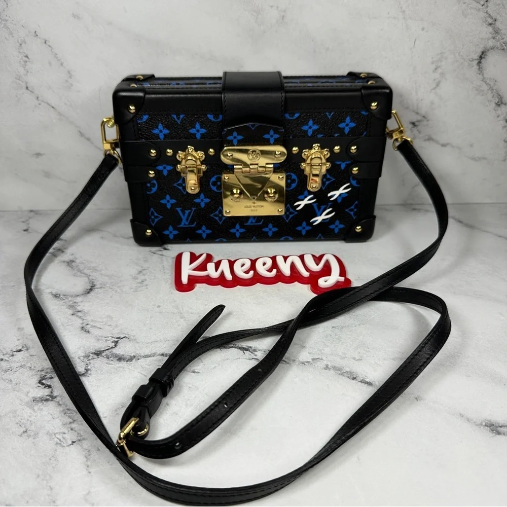 Louis Vuitton Petite Malle Trunk Crossbody shoulder bag Blue/Black Monogram LV
